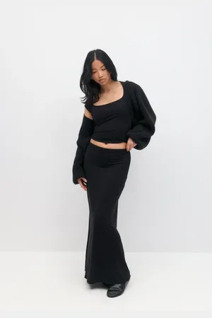Gina Tricot Soft touch maxi skirt - maxiröcke - Schwarz - XL - Dame