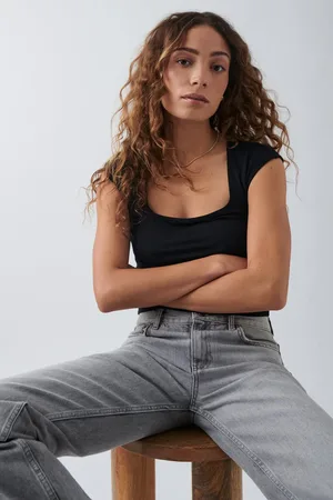 Gina Tricot Soft touch tight top - Tops und shirts - Schwarz - XL - Dame