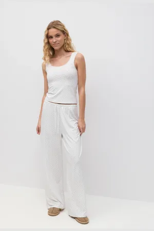 Gina Tricot Drawstring wide trousers - Hosen - Weiß - XL - Dame