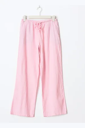 Gina Tricot Petite linen blend trousers - Leinenhosen - Pink - XL - Dame