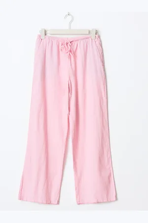 Gina Tricot Tall linen blend trousers - Leinenhosen - Pink - XL - Dame