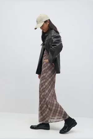 Gina Tricot Mesh skirt - maxiröcke - Braun - XL - Dame