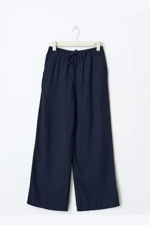 Gina Tricot Tall linen blend trousers - Leinenhosen - Blau - XL - Dame