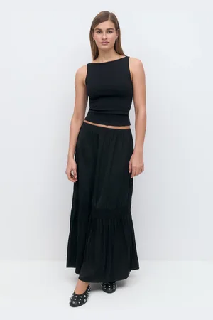 Gina Tricot Maxi skirt - maxiröcke - Schwarz - XL - Dame