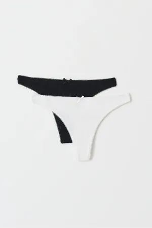 Gina Tricot 2-pack thong - slips 2-pack - Schwarz - XL - Dame