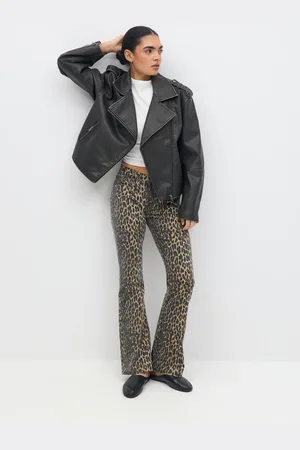 Gina Tricot Leopard bootcut jeans - Flare & bootcut jeans - Braun - 44 - Dame