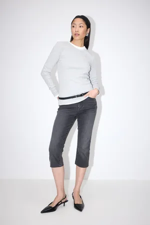 Gina Tricot Remade capri jeans - mid waist jeans - Schwarz - 38 - Dame