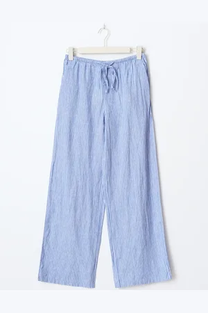 Gina Tricot Tall linen blend trousers - Leinenhosen - Blau - XL - Dame