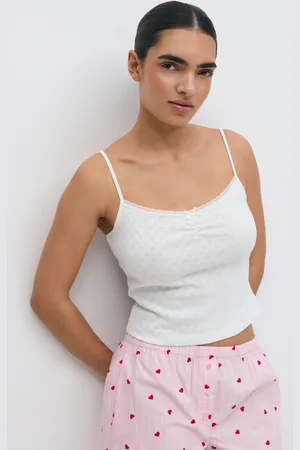 Gina Tricot Pointelle singlet - pyjamas - Weiß - XL - Dame