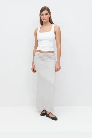 Gina Tricot Soft touch maxi skirt - maxiröcke - Grau - XL - Dame