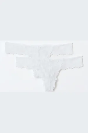 Gina Tricot 2-pack lace thong - slips 2-pack - Weiß - XL - Dame