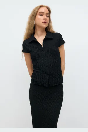 Gina Tricot Short sleeve buttoned top - Tops und shirts - Schwarz - M - Dame