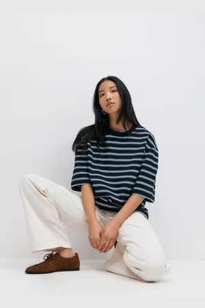 Gina Tricot Basic boxy tee - t-shirts - Blau - XXL - Dame