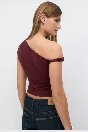 Gina Tricot Asymmetric micro top - Off-Shoulder-Shirt - Rot - XL - Dame
