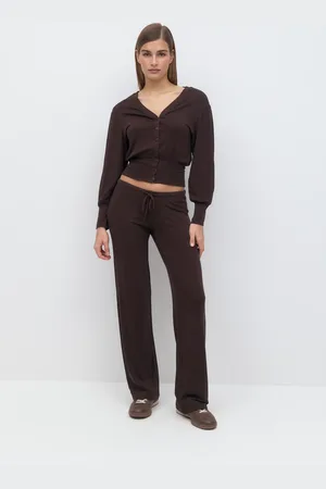 Gina Tricot Low waist trousers - hüfthosen - Braun - XL - Dame