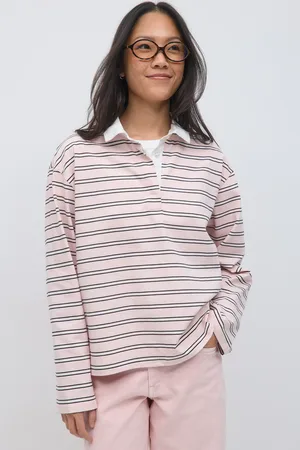 Gina Tricot Collar top - poloshirts - Pink - XL - Dame