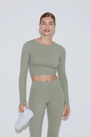 Gina Tricot Yoga twist top - langarmshirts - Grün - XL - Dame