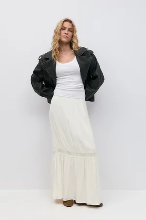 Gina Tricot Maxi skirt - maxiröcke - Weiß - XL - Dame