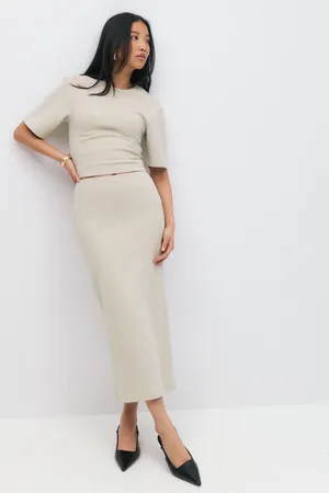 Gina Tricot Midi skirt - maxiröcke - beige - XL - Dame