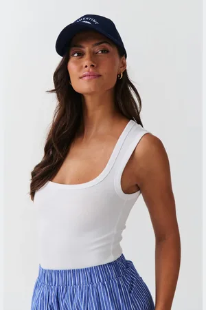 Gina Tricot Square neck tank - Tops - Weiß - XL - Dame