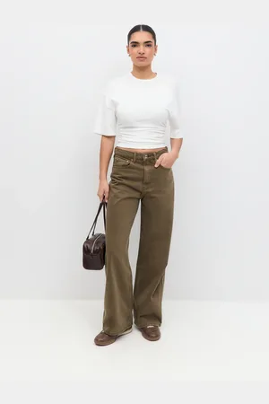 Gina Tricot Baggy wide jeans - Baggy & loose jeans - Grün - 44 - Dame