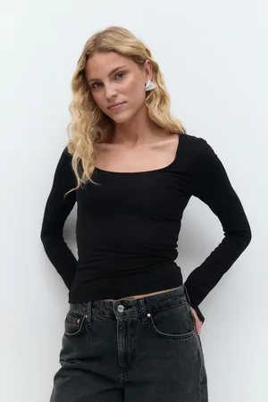 Gina Tricot Soft touch jersey top - Tops und shirts - Schwarz - XL - Dame
