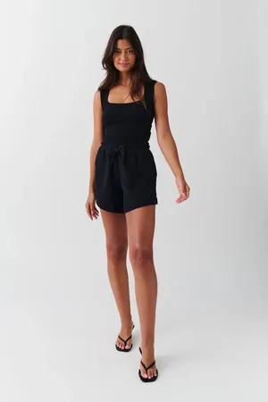 Gina Tricot Gauze shorts - leinenshorts - Schwarz - XL - Dame