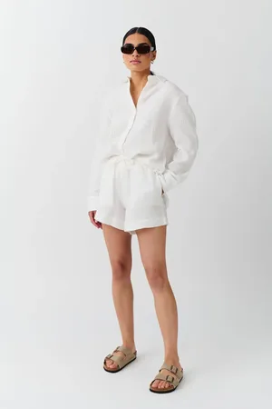 Gina Tricot Gauze shorts - leinenshorts - Weiß - XL - Dame