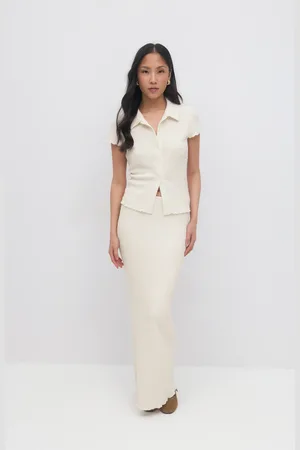 Gina Tricot Maxi skirt - maxiröcke - Weiß - M - Dame