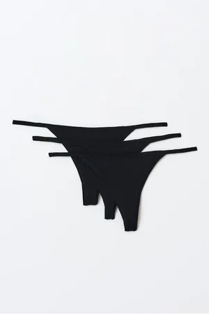 Gina Tricot 3-pack cotton thong - slips-3er-pack - Schwarz - M - Dame