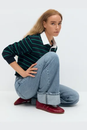Gina Tricot Collar top - poloshirts - Grün - XL - Dame