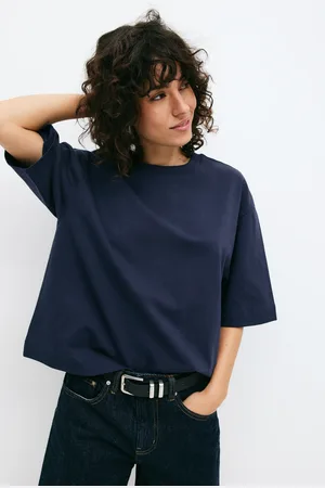 Gina Tricot Basic boxy tee - t-shirts - Blau - XXL - Dame