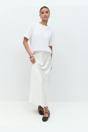 Gina Tricot Satin skirt - satinröcke - Weiß - M - Dame