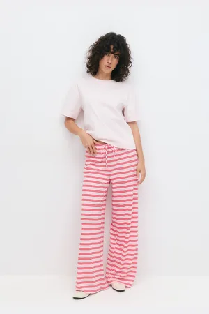 Gina Tricot Striped soft trousers - gestreifte hosen - Pink - S - Dame