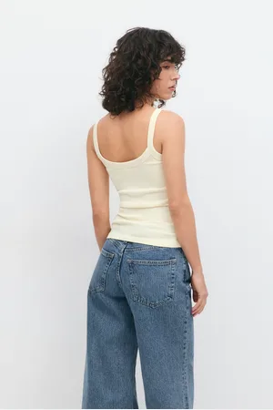 Gina Tricot Basic rib singlet - Tops - Gelb - XXL - Dame