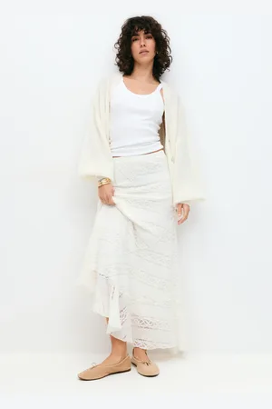 Gina Tricot Lace skirt - maxiröcke - Weiß - XL - Dame