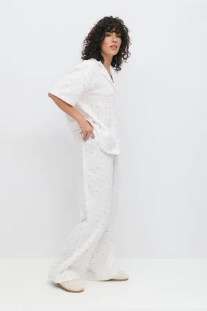 Gina Tricot Gauze homewear trousers - Hosen - Weiß - XL - Dame