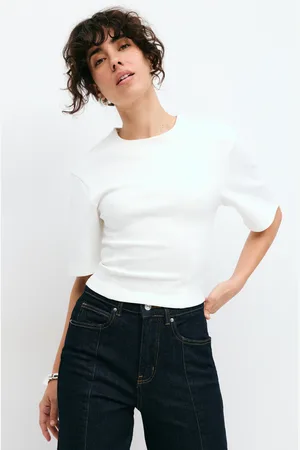 Gina Tricot Fitted top - Tops und shirts - Weiß - XL - Dame