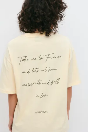 Gina Tricot Oversized print tee - T-shirt mit print - Gelb - XL - Dame
