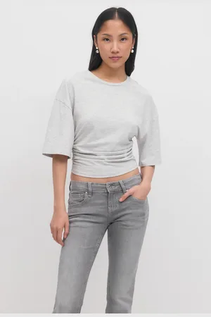 Gina Tricot Soft touch ruched tee - t-shirts - Grau - XL - Dame
