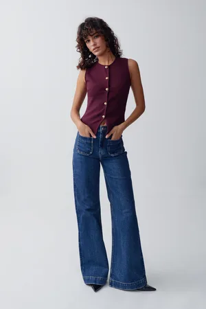 Gina Tricot Front pocket flare jeans - Flare & bootcut jeans - Blau - 44 - Dame