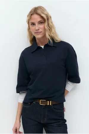 Gina Tricot Polo top - poloshirts - Blau - XL - Dame