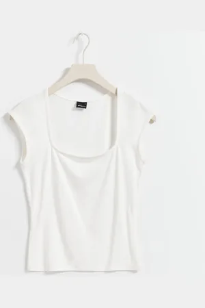 Gina Tricot Soft touch tight top - Tops und shirts - Weiß - XL - Dame