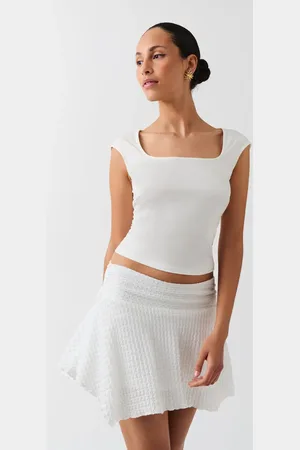 Gina Tricot Assymetric mini skirt - miniröcke - Weiß - XS - Dame