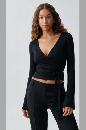 Gina Tricot Wrap top - wickeloberteile - Schwarz - XL - Dame