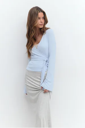 Gina Tricot Wrap top - wickeloberteile - Blau - XL - Dame