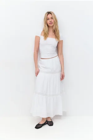 Gina Tricot Lace maxi skirt - maxiröcke - Weiß - XL - Dame