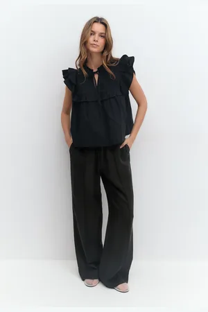 Gina Tricot Relaxed wide trousers - Weite hosen - Schwarz - XL - Dame