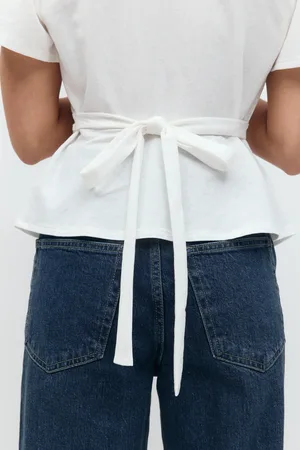Gina Tricot Tie top - oberteile mit bindebändern - Weiß - XL - Dame