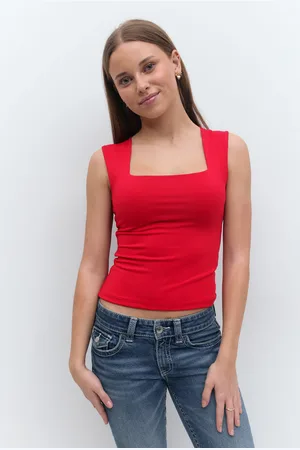 Gina Tricot Y square neck top - Oberteile - Rot - 158/164 - Mädchen